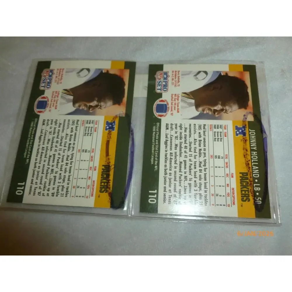 1990 Pro Set football Johnny‎ Holland ERROR AND CORRECTED Card Set Mint